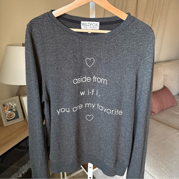 Wildfox Women’s Graphic Gray Jumper Aside From Wifi You Are My Favorite Size M - Picture 2 of 13